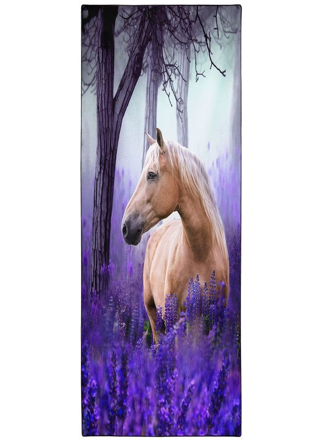 OHTMTHO Oversized Beach Towel Quick Dry Sand Free Lightweight Microfiber Beach Towels for Swim Pool Camping Travel, Purple Lavender Beige Horse, 36"x72" - Image 1